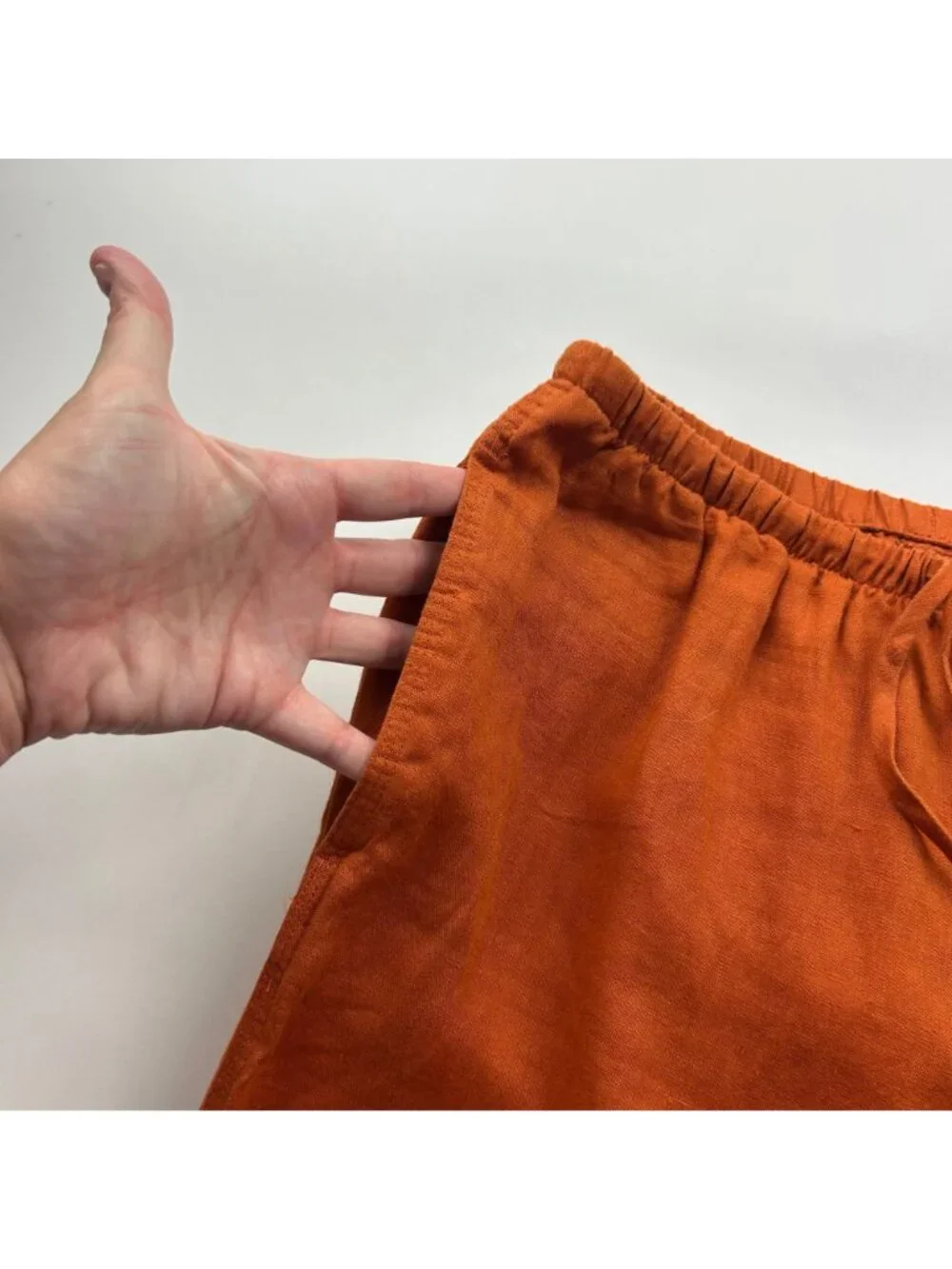 LONG Zara Pumpkin Orange Linen Wide Leg Pant S